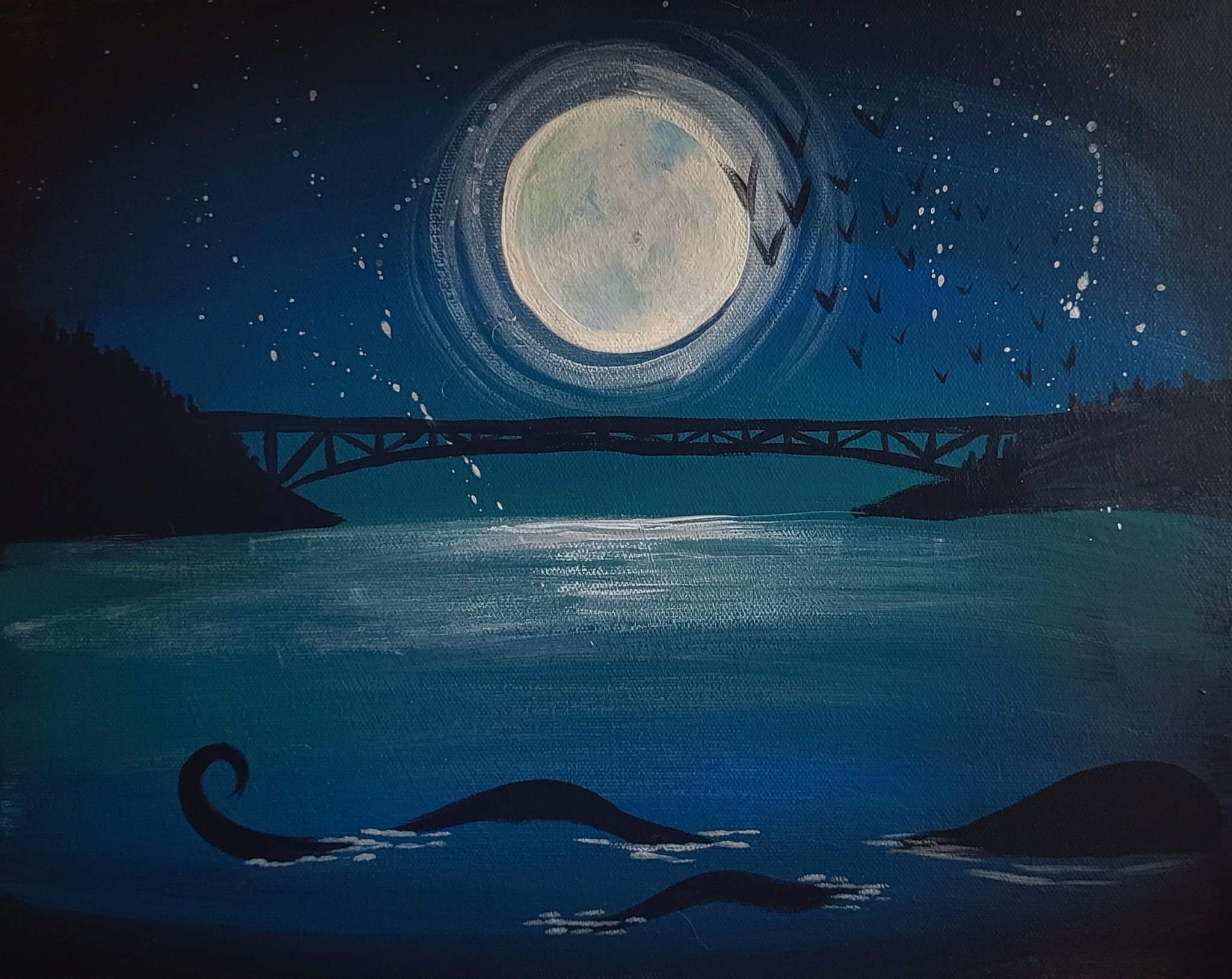 Deception Pass Bridge Night Painting